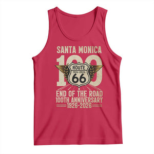 Route Highway 66 100 Year Centennial Anniversary Souvenir Tank Top Santa Monica End of the Road TS14 Red Print Your Wear