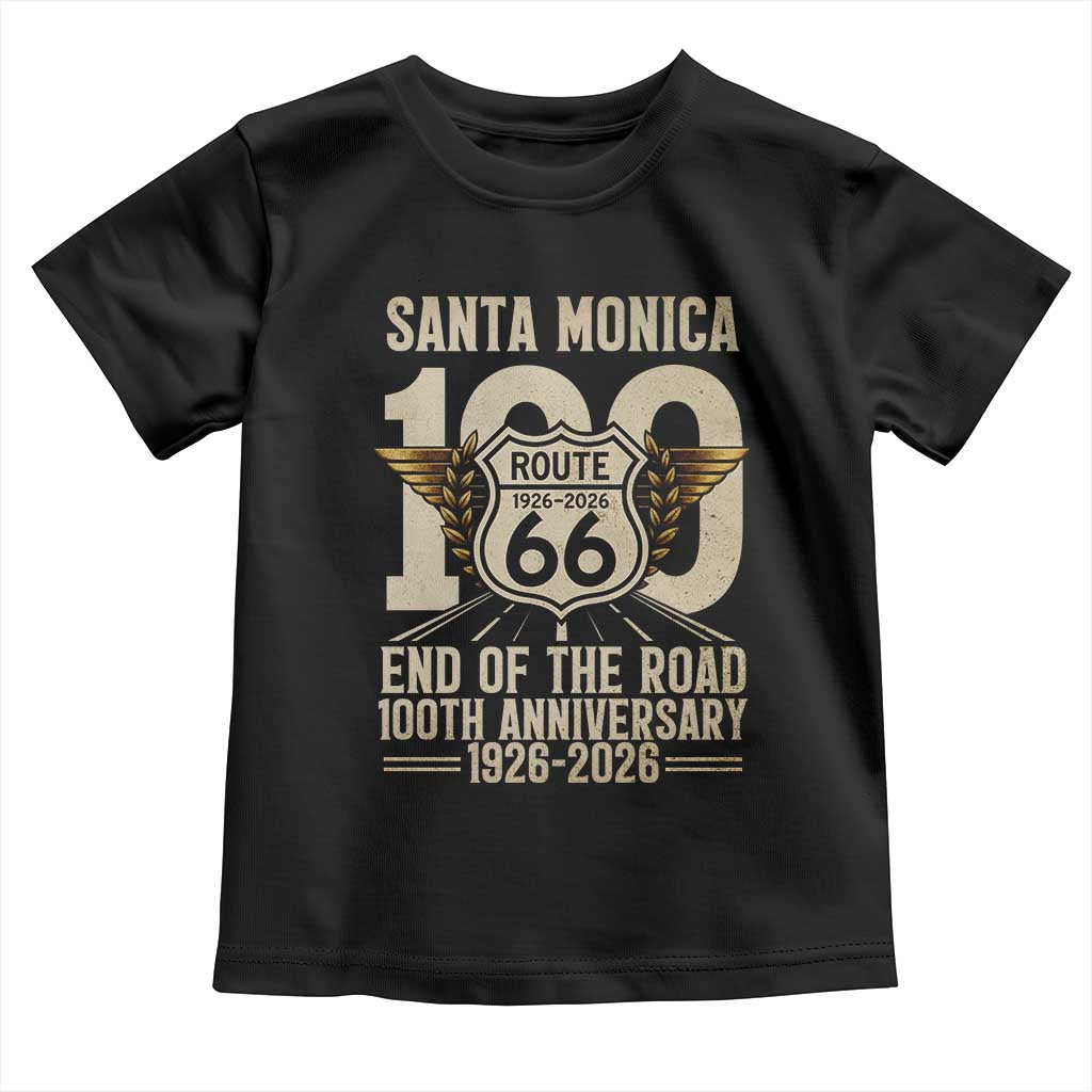 Route Highway 66 100 Year Centennial Anniversary Souvenir Toddler T Shirt Santa Monica End of the Road TS14 Black Print Your Wear