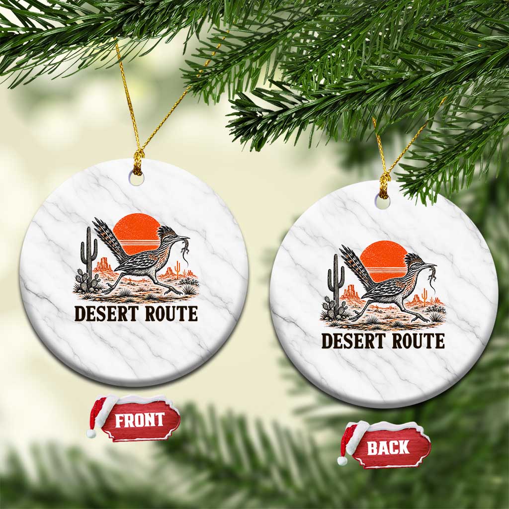 Arizona Roadrunner Bird Desert Landscape Cactus Ceramic Ornament TS14 1pc White Marble Print Your Wear