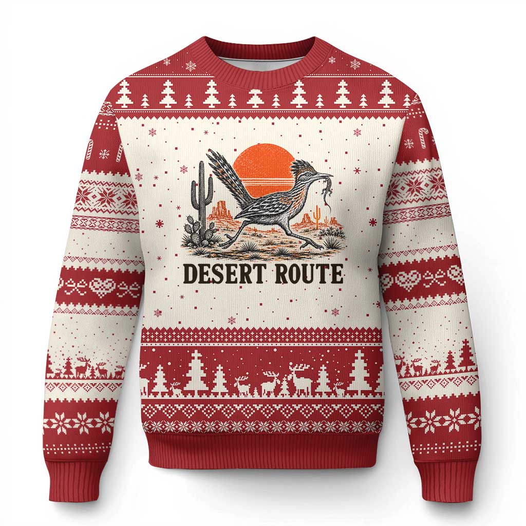 Arizona Roadrunner Bird Desert Landscape Cactus Ugly Christmas Sweater TS14 Beige Red Print Your Wear