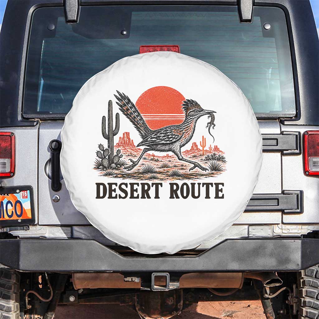 Arizona Roadrunner Bird Desert Landscape Cactus Spare Tire Cover TS14 No hole White Print Your Wear