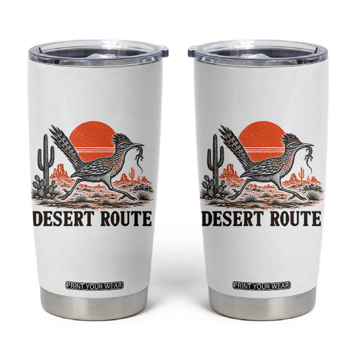 Arizona Roadrunner Bird Desert Landscape Cactus Tumbler Cup TS14 White Print Your Wear
