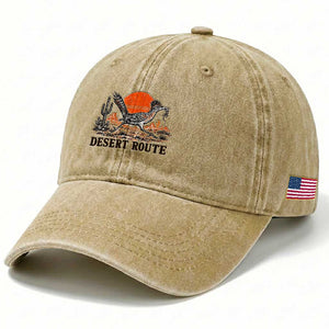 Arizona Roadrunner Bird Desert Landscape Cactus Washed Cotton Baseball Cap TS14 Print Your Wear