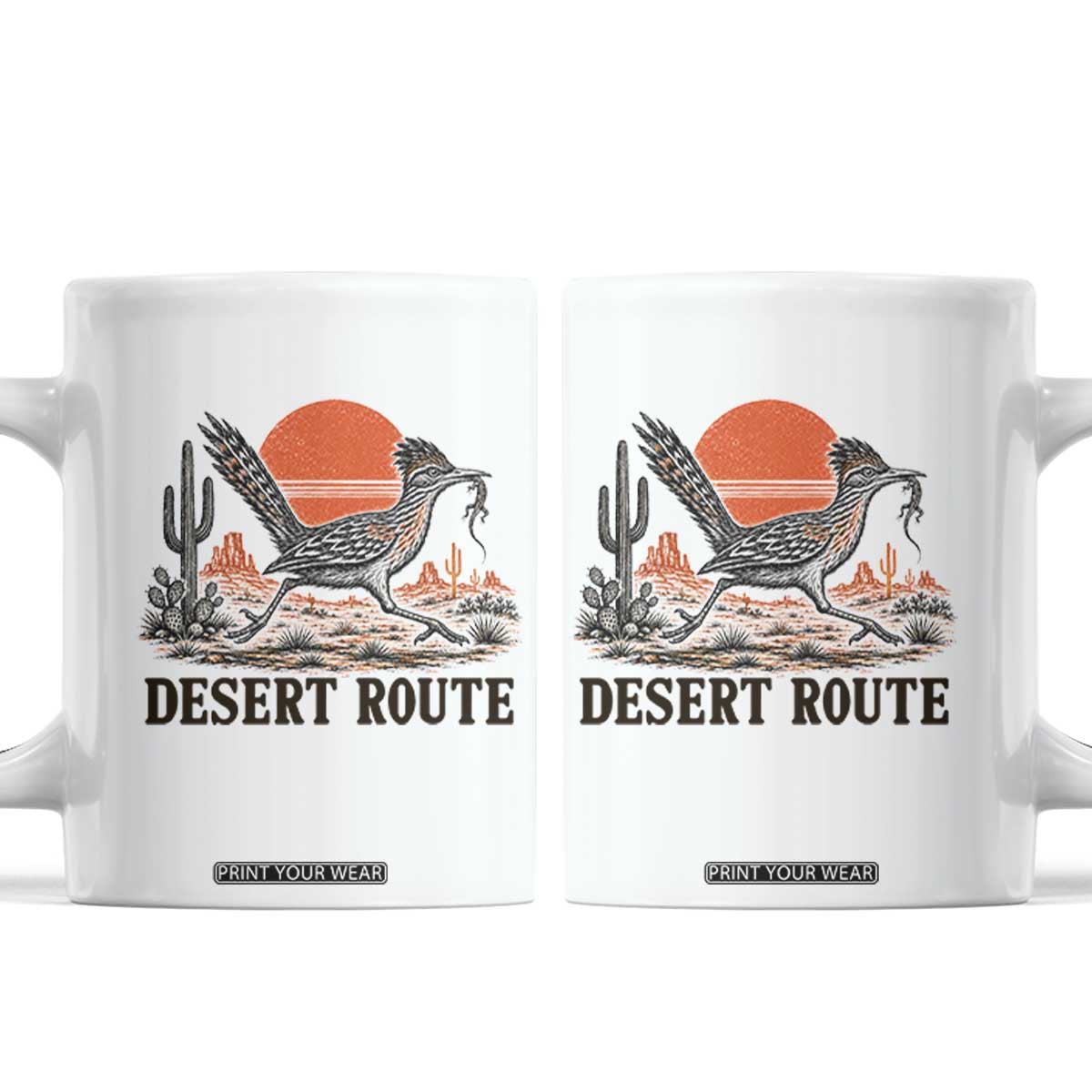 Arizona Roadrunner Bird Desert Landscape Cactus Coffee Mug TS14 White Print Your Wear