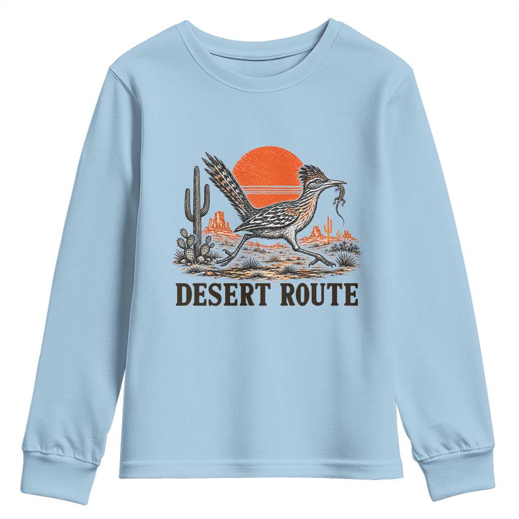Arizona Roadrunner Bird Desert Landscape Cactus Youth Sweatshirt TS14 Light Blue Print Your Wear