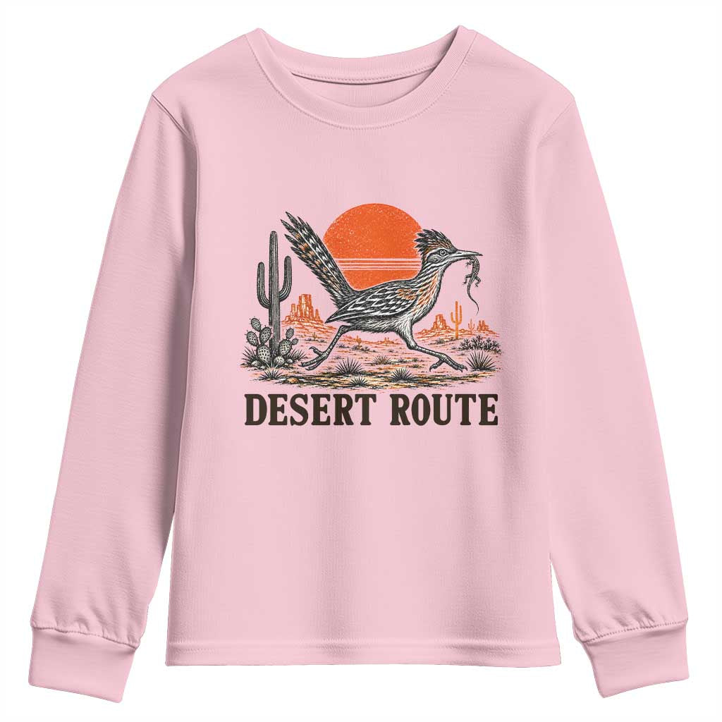 Arizona Roadrunner Bird Desert Landscape Cactus Youth Sweatshirt TS14 Light Pink Print Your Wear