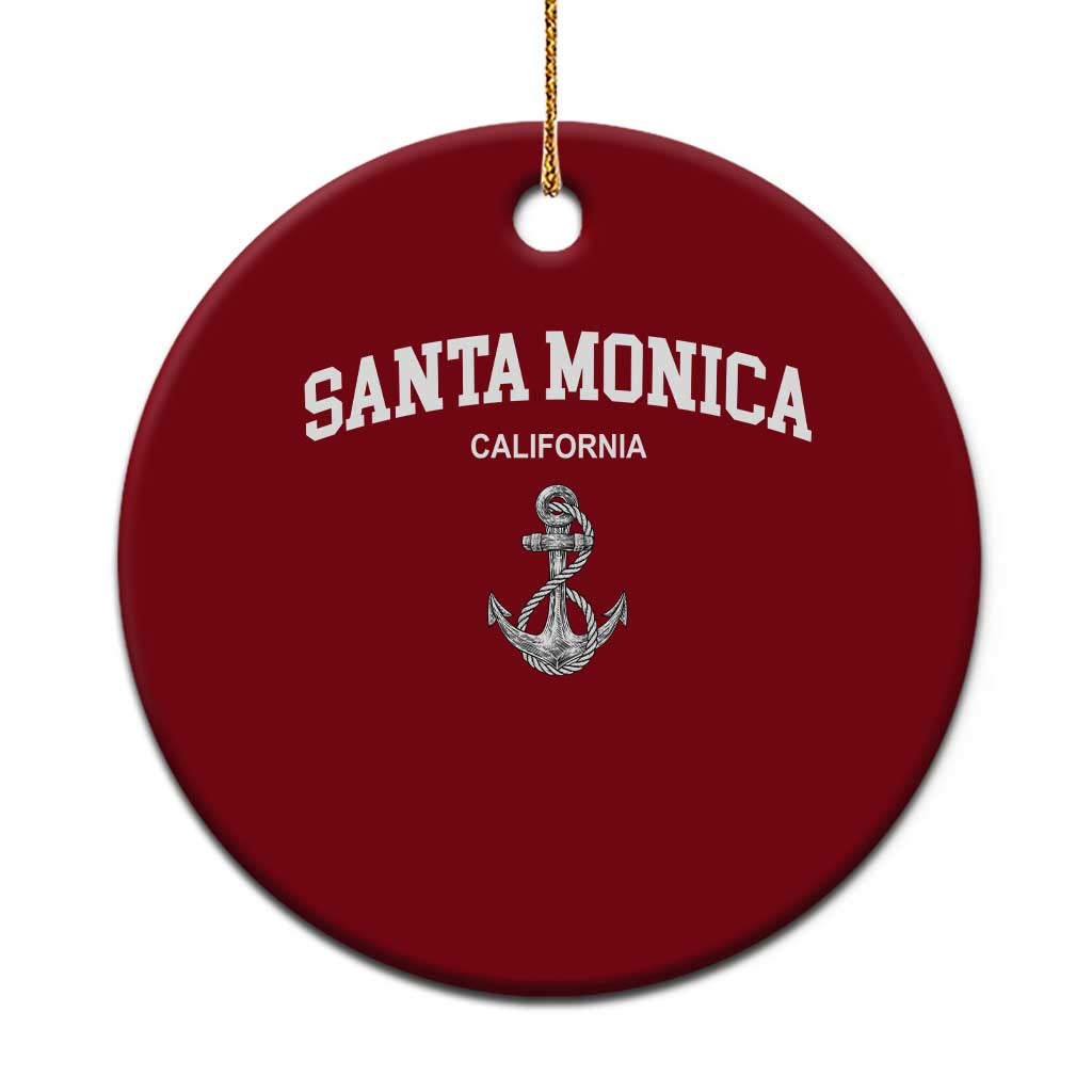 Santa Monica CA California Travel Souvenir Ceramic Ornament TS14 1pc Red Print Your Wear