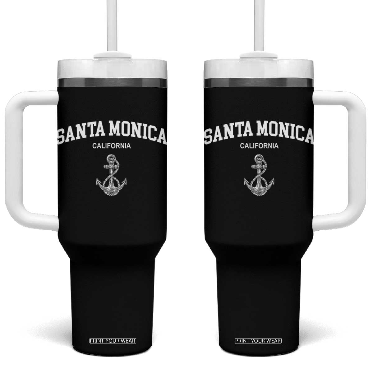 Santa Monica CA California Travel Souvenir Tumbler With Handle TS14 One Size: 40 oz Black Print Your Wear