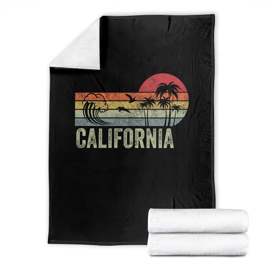 Retro California Beach Shirt, Vintage Cali Sunset Tee Throw Blanket TS14 Black Print Your Wear