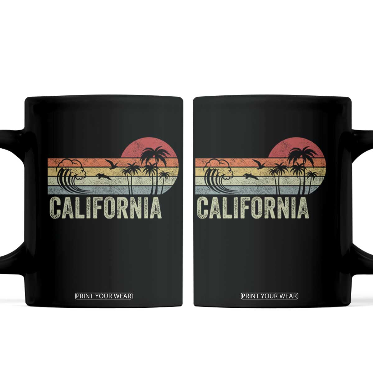 Retro California Beach Shirt, Vintage Cali Sunset Tee Coffee Mug TS14 Black Print Your Wear