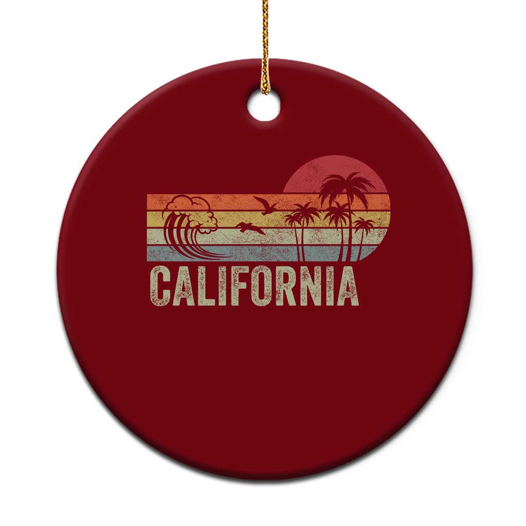 Retro California Beach Shirt, Vintage Cali Sunset Tee Ceramic Ornament TS14 1pc Red Print Your Wear