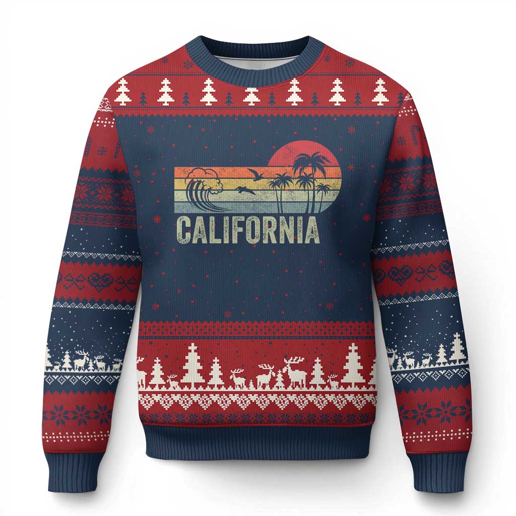 Retro California Beach Shirt, Vintage Cali Sunset Tee Ugly Christmas Sweater TS14 Navy Red Print Your Wear