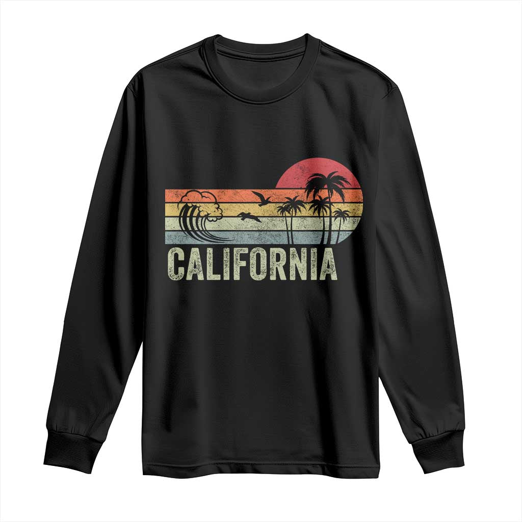 Retro California Beach Shirt, Vintage Cali Sunset Tee Long Sleeve Shirt TS14 Black Print Your Wear