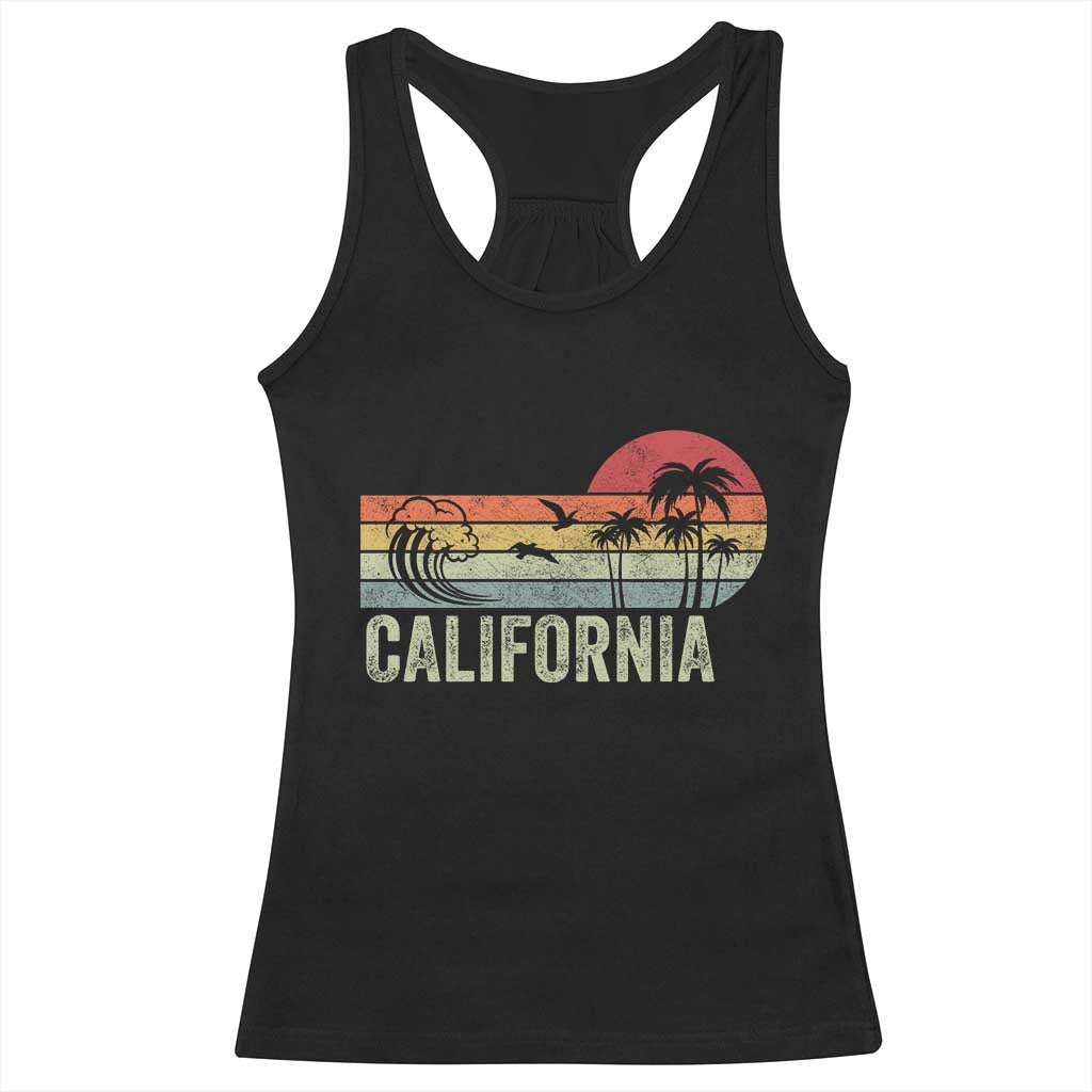 Retro California Beach Shirt, Vintage Cali Sunset Tee Racerback Tank Top TS14 Black Print Your Wear