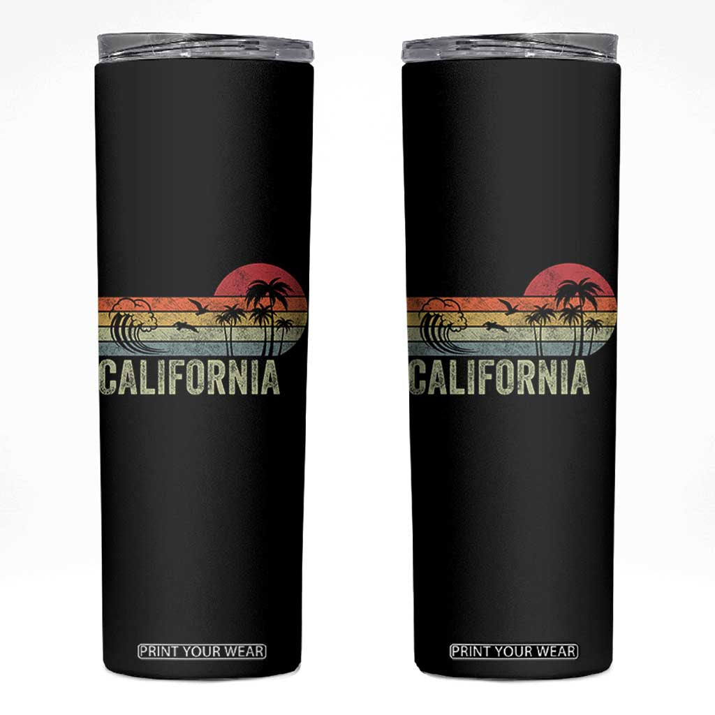 Retro California Beach Shirt, Vintage Cali Sunset Tee Skinny Tumbler TS14 Black Print Your Wear
