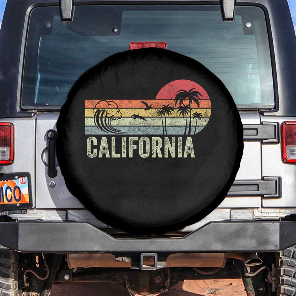 Retro California Beach Shirt, Vintage Cali Sunset Tee Spare Tire Cover TS14 No hole Black Print Your Wear