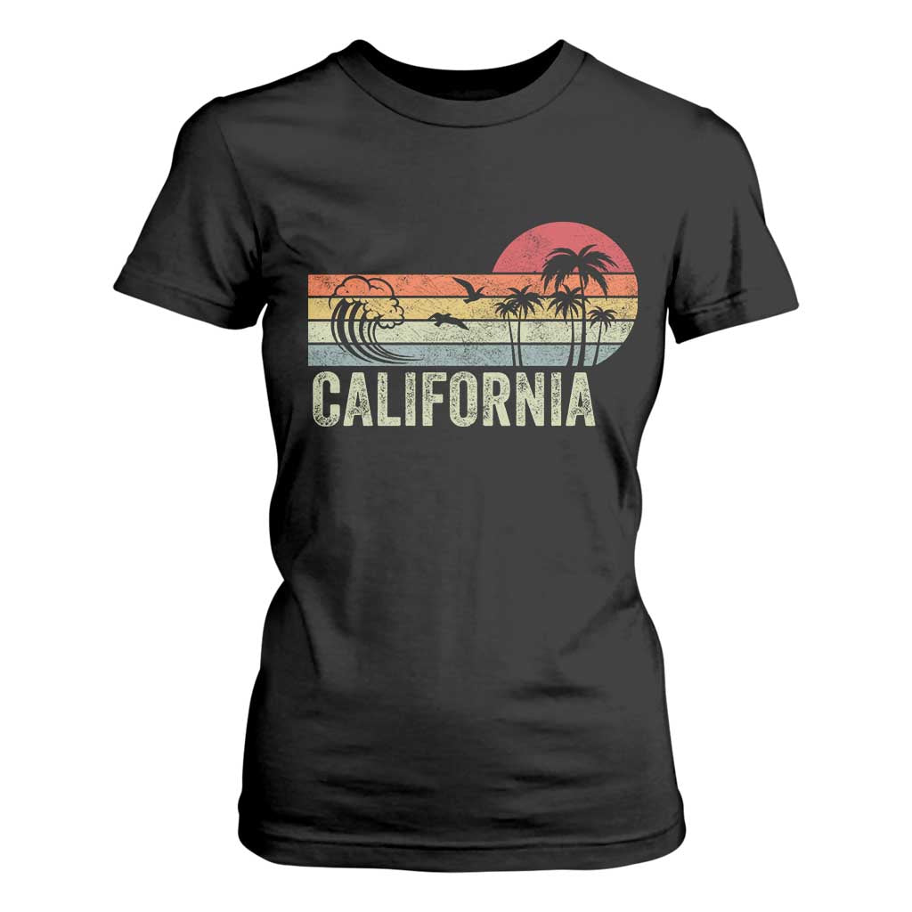 Retro California Beach Shirt, Vintage Cali Sunset Tee T Shirt For Women TS14 Black Print Your Wear