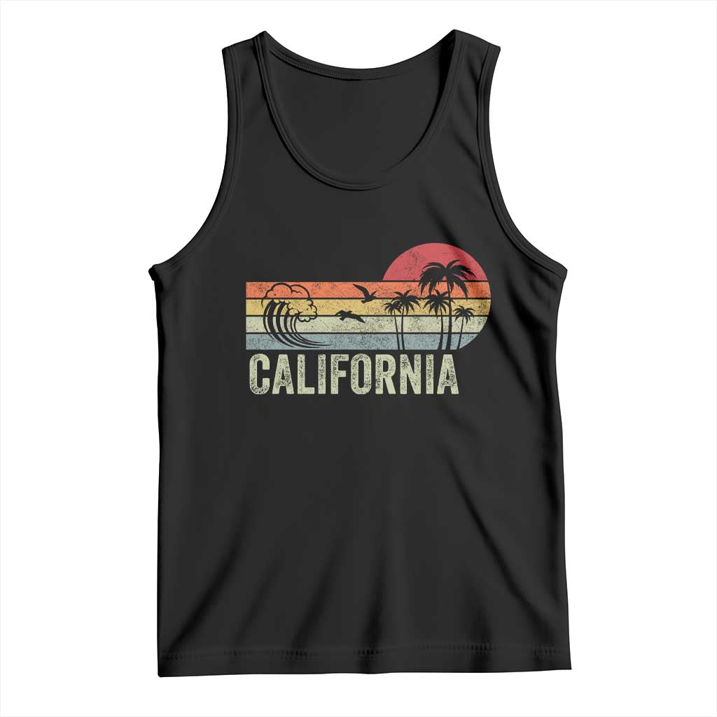 Retro California Beach Shirt, Vintage Cali Sunset Tee Tank Top TS14 Black Print Your Wear