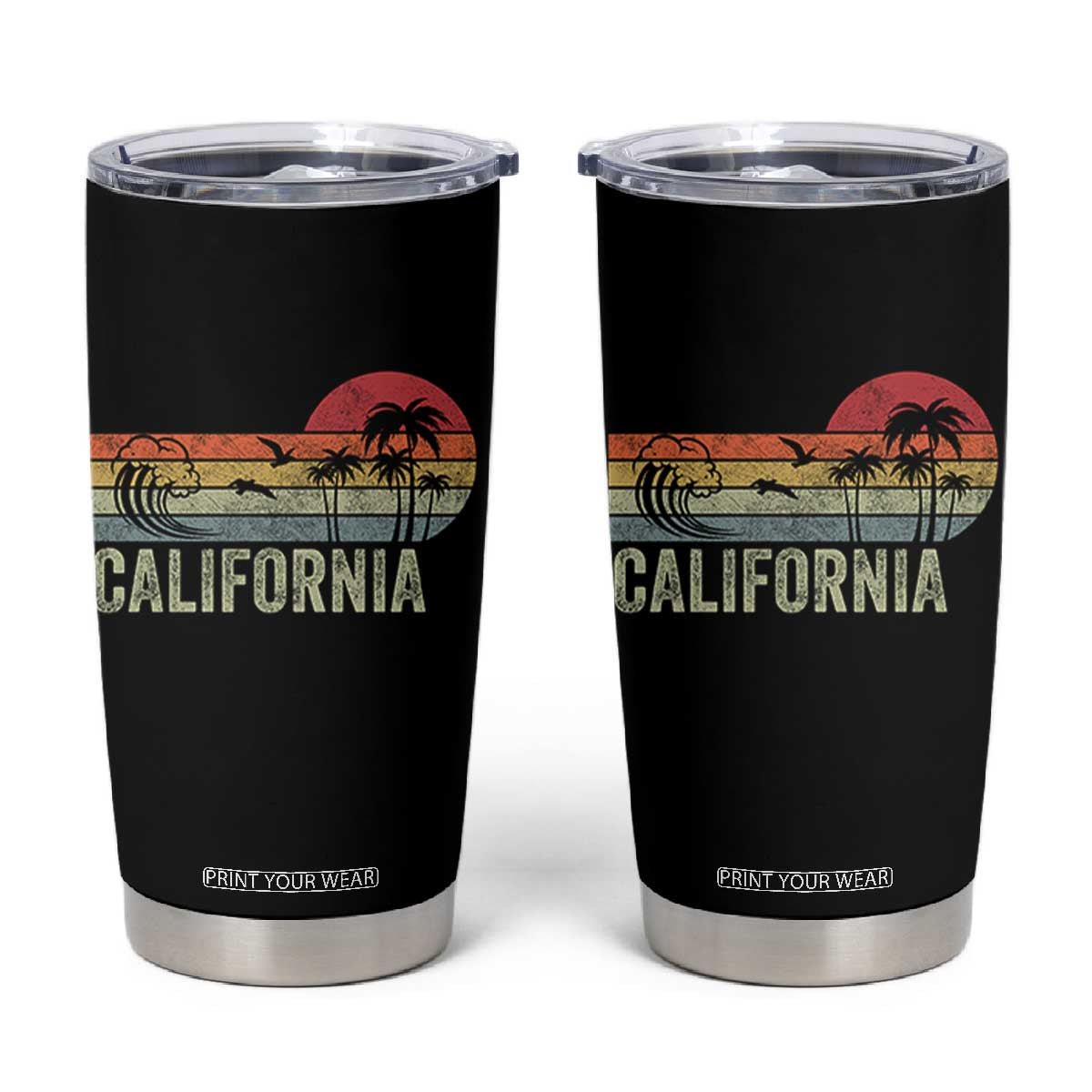 Retro California Beach Shirt, Vintage Cali Sunset Tee Tumbler Cup TS14 Black Print Your Wear