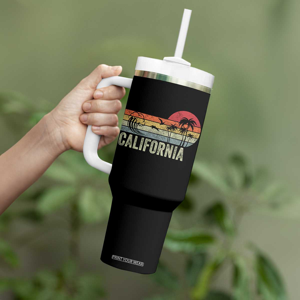 Retro California Beach Shirt, Vintage Cali Sunset Tee Tumbler With Handle TS14 Print Your Wear