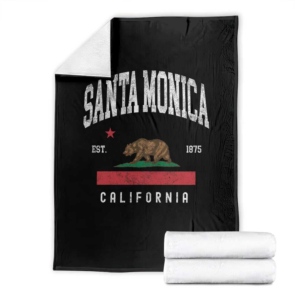 Santa Monica California Flag CA Vintage Established Sports Throw Blanket TS14 Black Print Your Wear