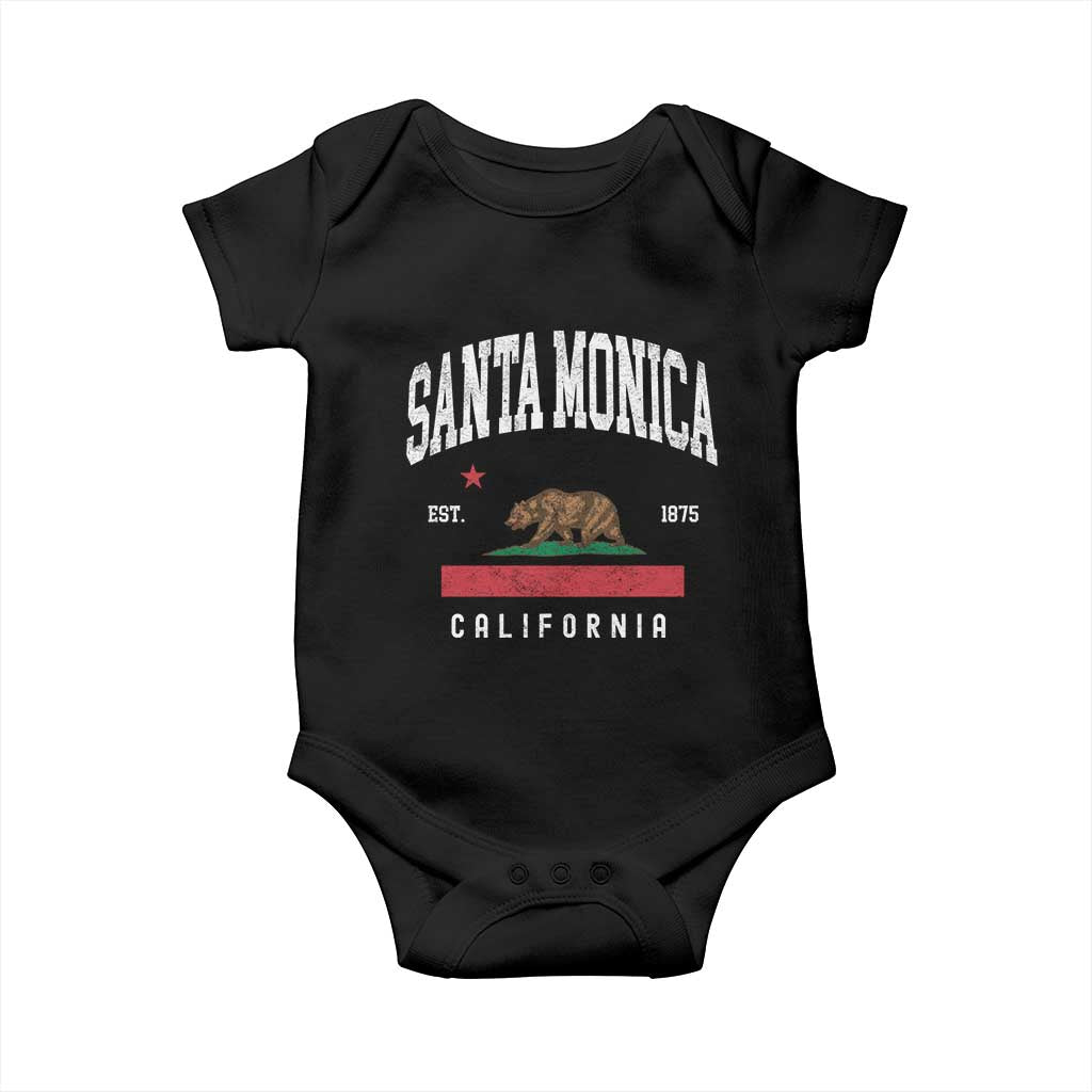Santa Monica California Flag CA Vintage Established Sports Baby Onesie TS14 Black Print Your Wear