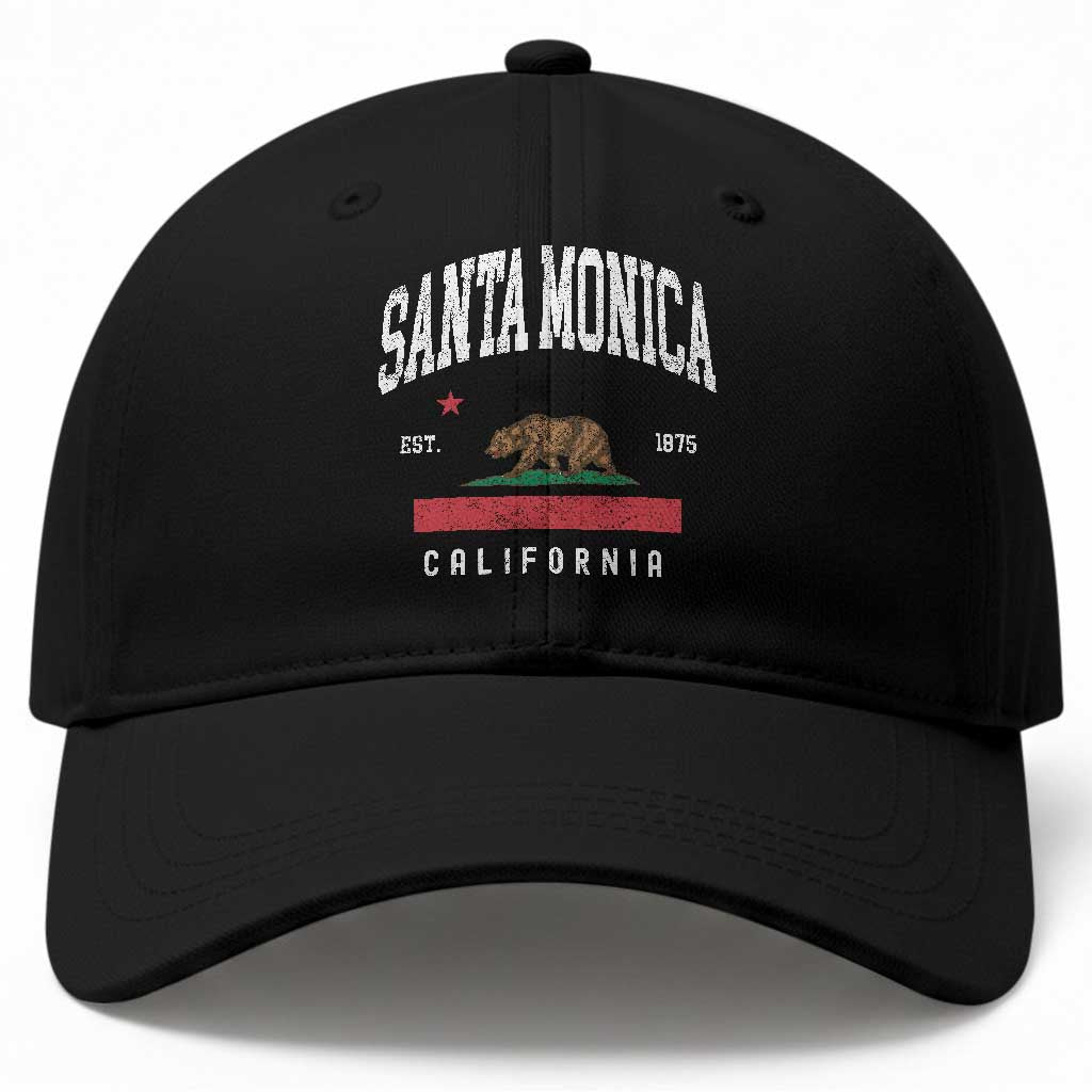 Santa Monica California Flag CA Vintage Established Sports Baseball Cap TS14 Print Your Wear