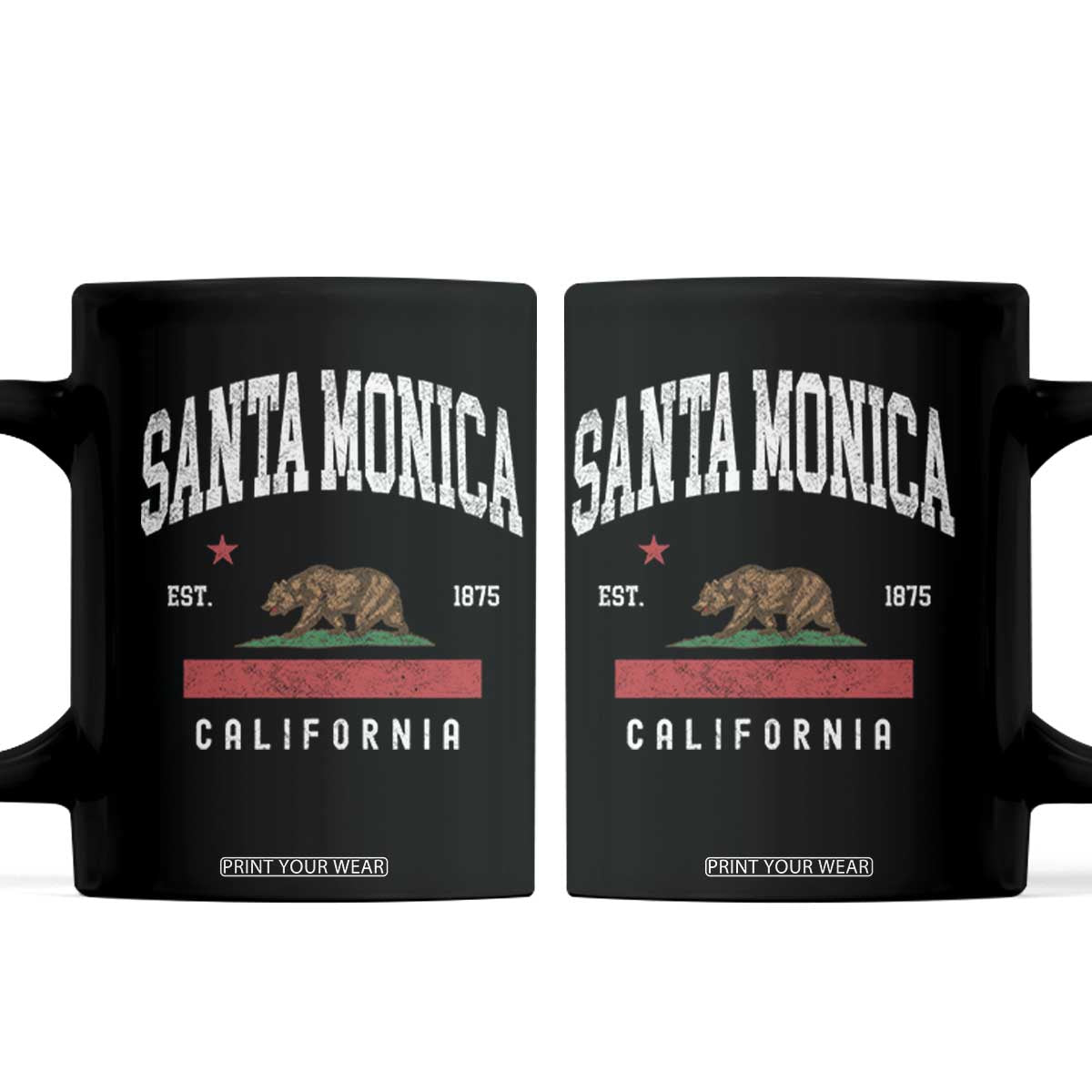 Santa Monica California Flag CA Vintage Established Sports Coffee Mug TS14 Black Print Your Wear