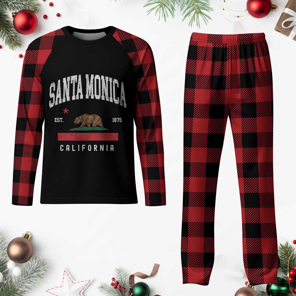 Santa Monica California Flag CA Vintage Established Sports Plaid Pajama Set TS14 Buffalo Plaid Print Your Wear