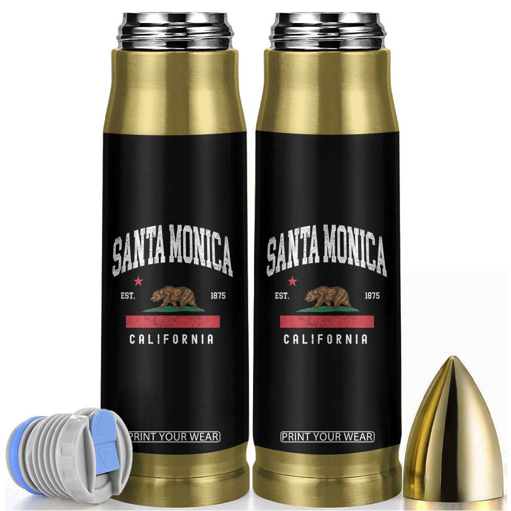 Santa Monica California Flag CA Vintage Established Sports Bullet Tumbler TS14 Black Print Your Wear