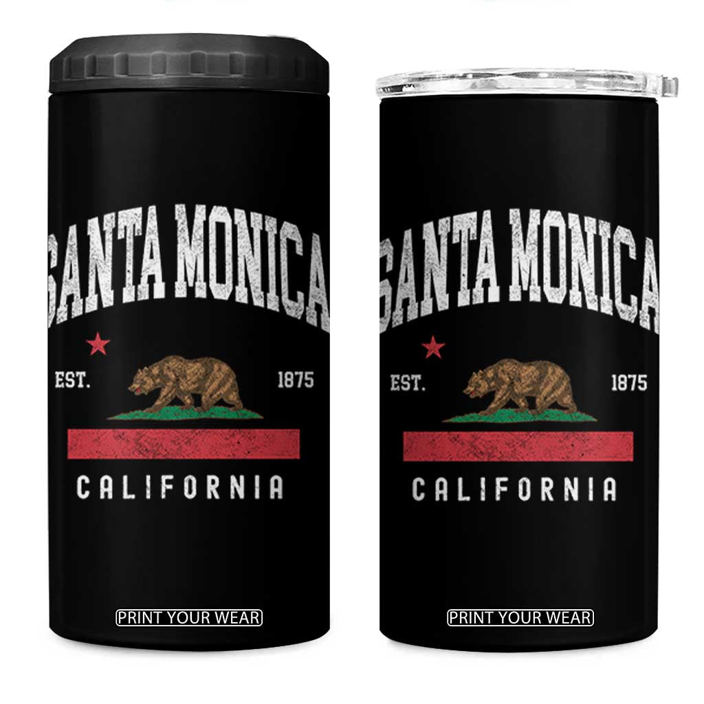 Santa Monica California Flag CA Vintage Established Sports 4 in 1 Can Cooler Tumbler TS14 One Size: 16 oz Black Print Your Wear