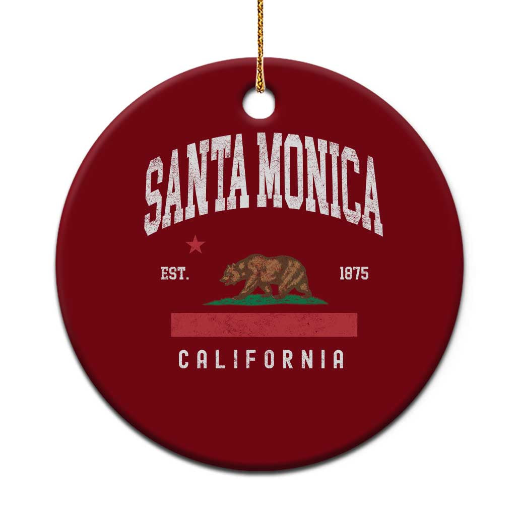 Santa Monica California Flag CA Vintage Established Sports Ceramic Ornament TS14 1pc Red Print Your Wear