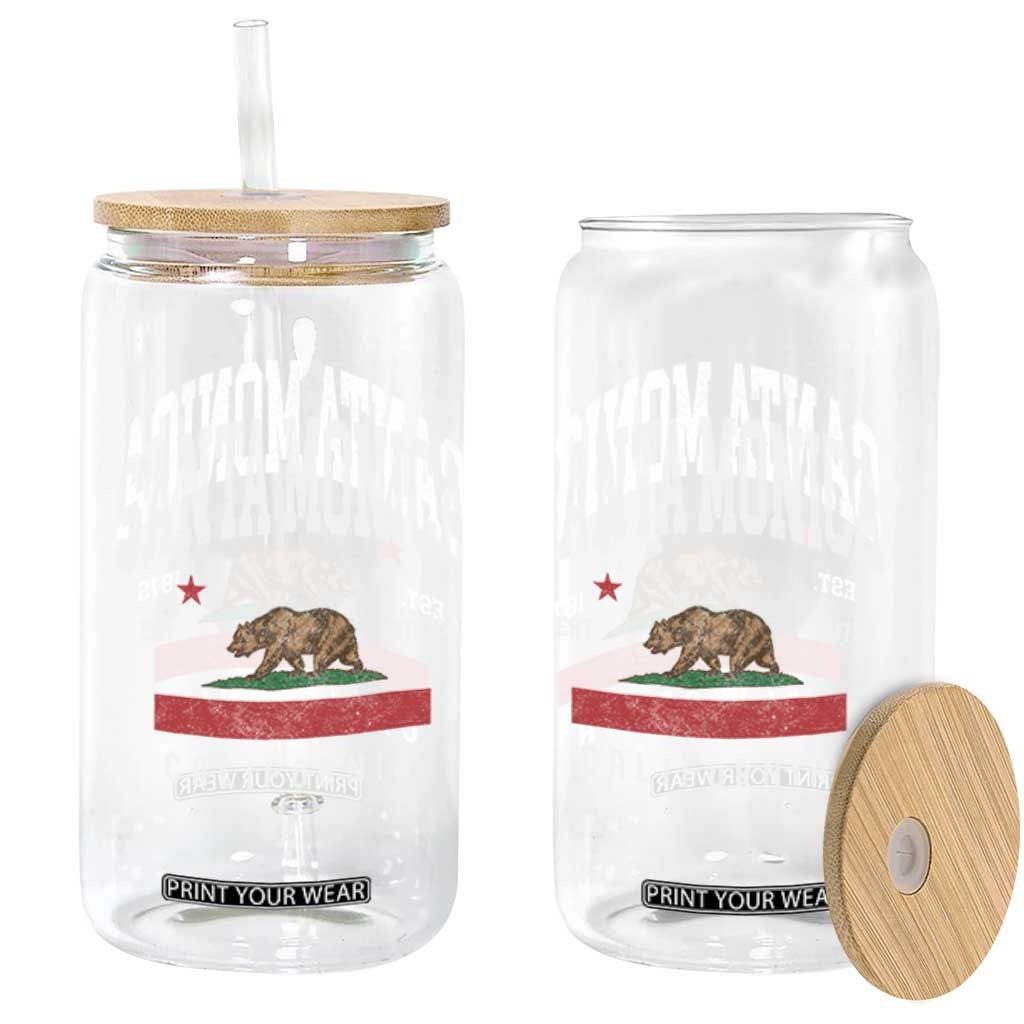 Santa Monica California Flag CA Vintage Established Sports Glass Can TS14 Print Your Wear