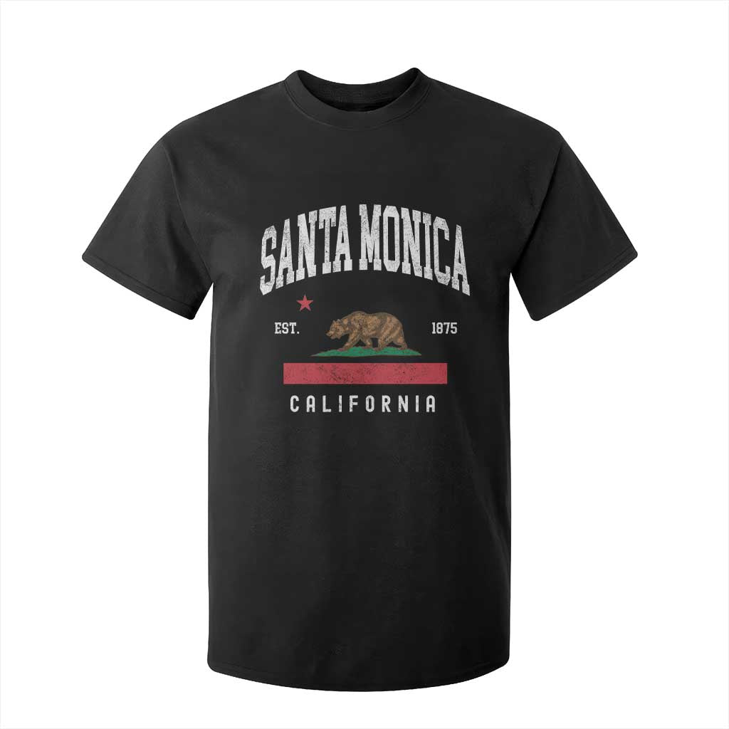 Santa Monica California Flag CA Vintage Established Sports T Shirt For Kid TS14 Black Print Your Wear