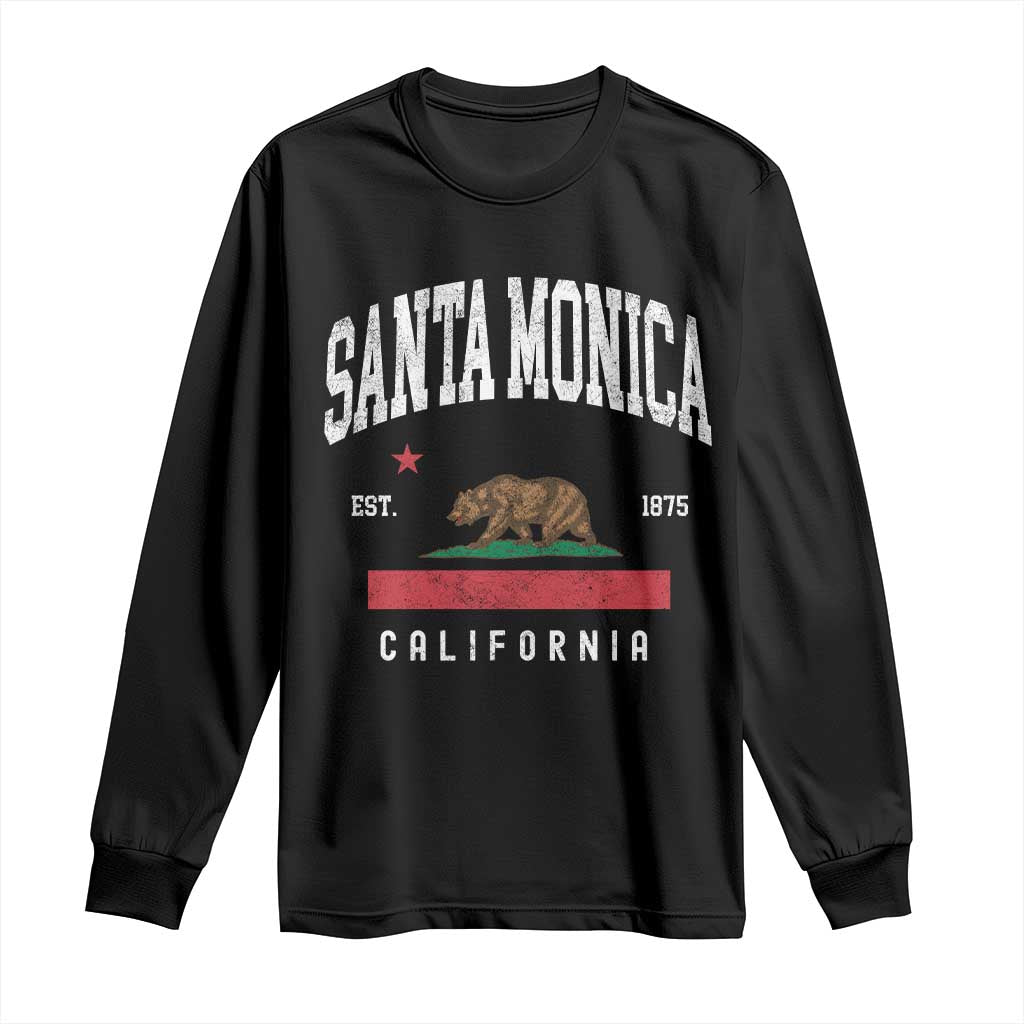 Santa Monica California Flag CA Vintage Established Sports Long Sleeve Shirt TS14 Black Print Your Wear