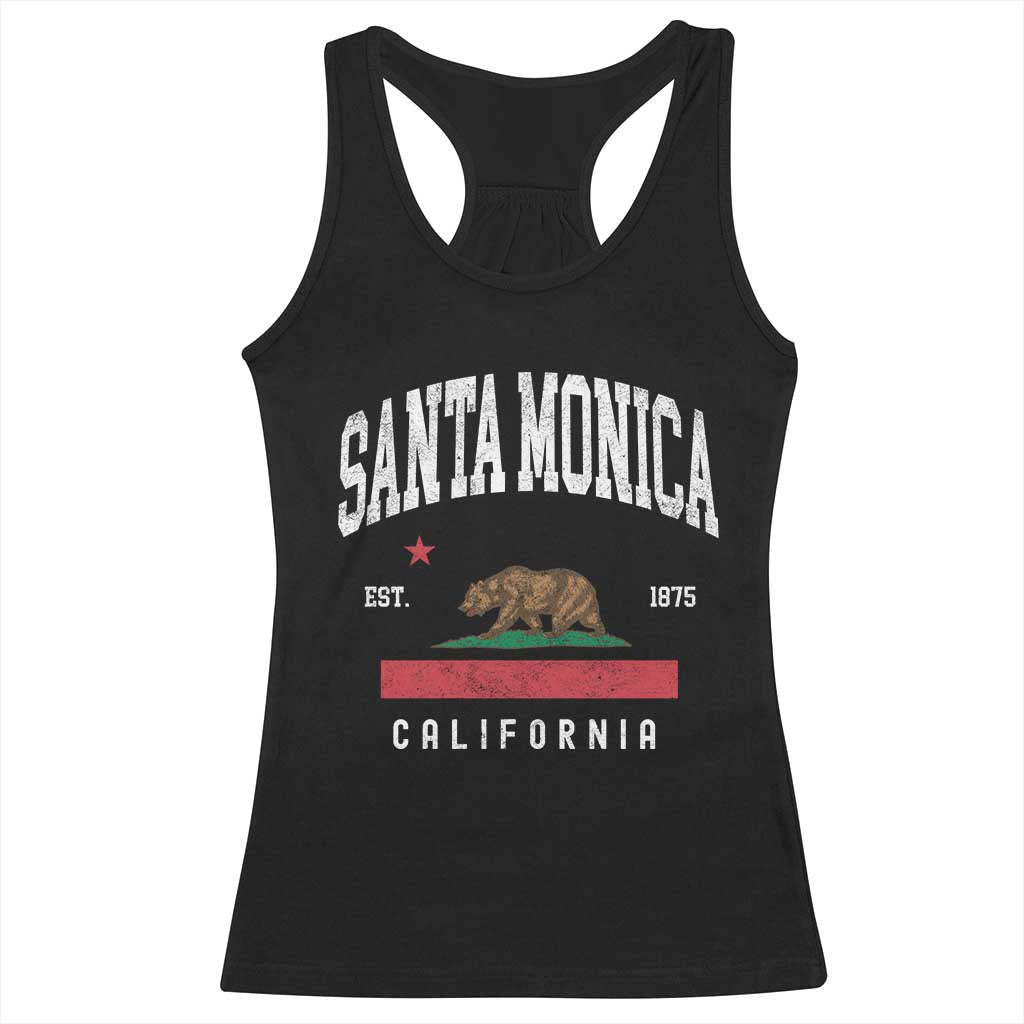 Santa Monica California Flag CA Vintage Established Sports Racerback Tank Top TS14 Black Print Your Wear