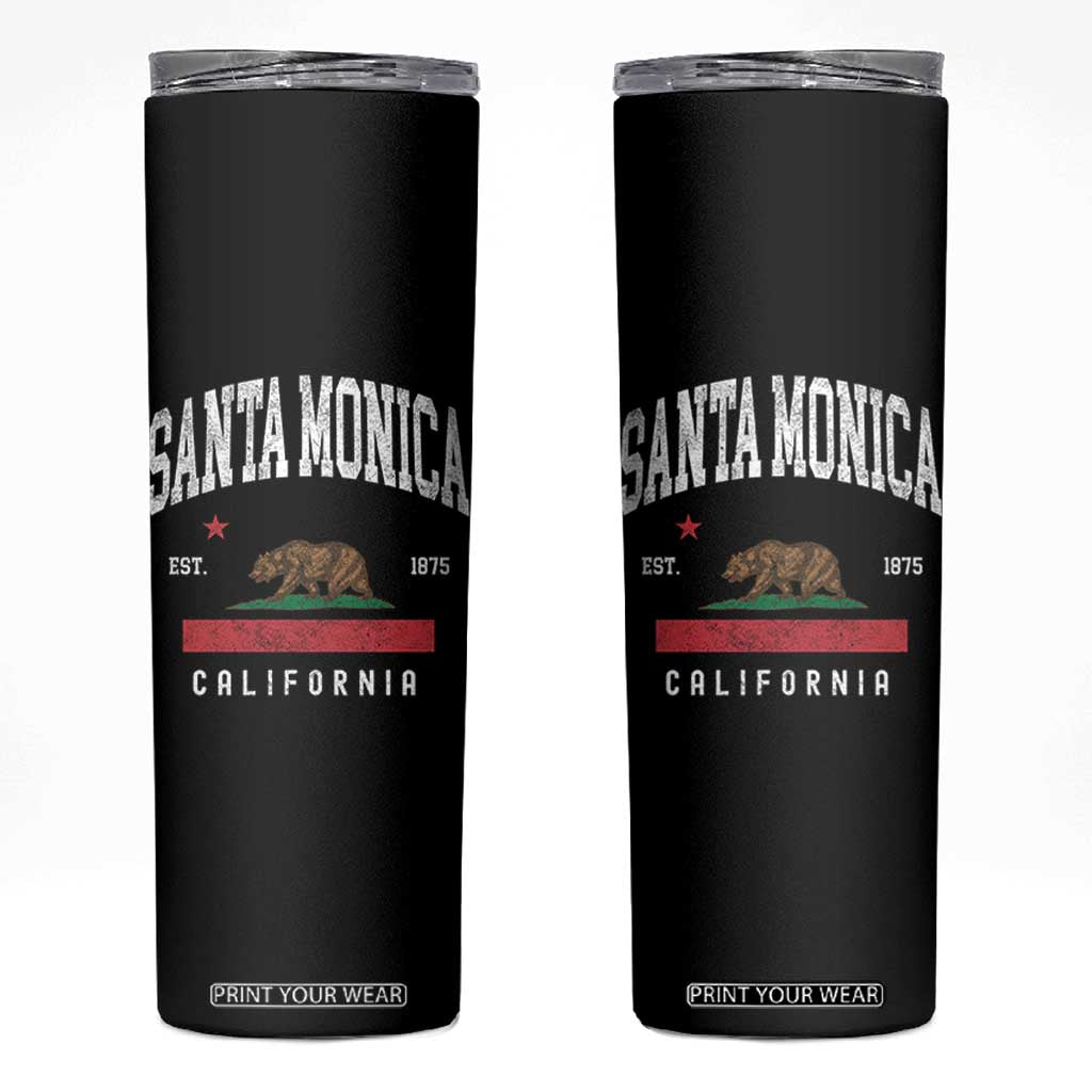 Santa Monica California Flag CA Vintage Established Sports Skinny Tumbler TS14 Black Print Your Wear