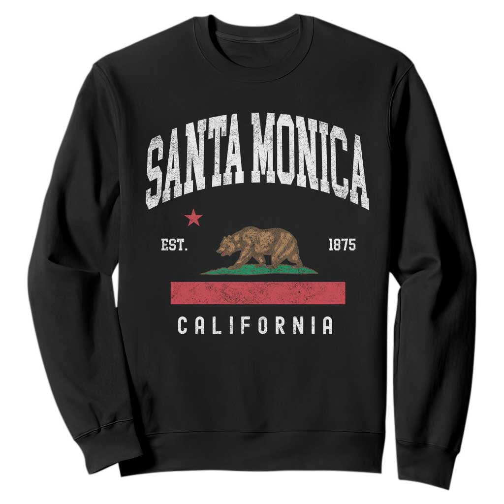 Santa Monica California Flag CA Vintage Established Sports Sweatshirt TS14 Black Print Your Wear