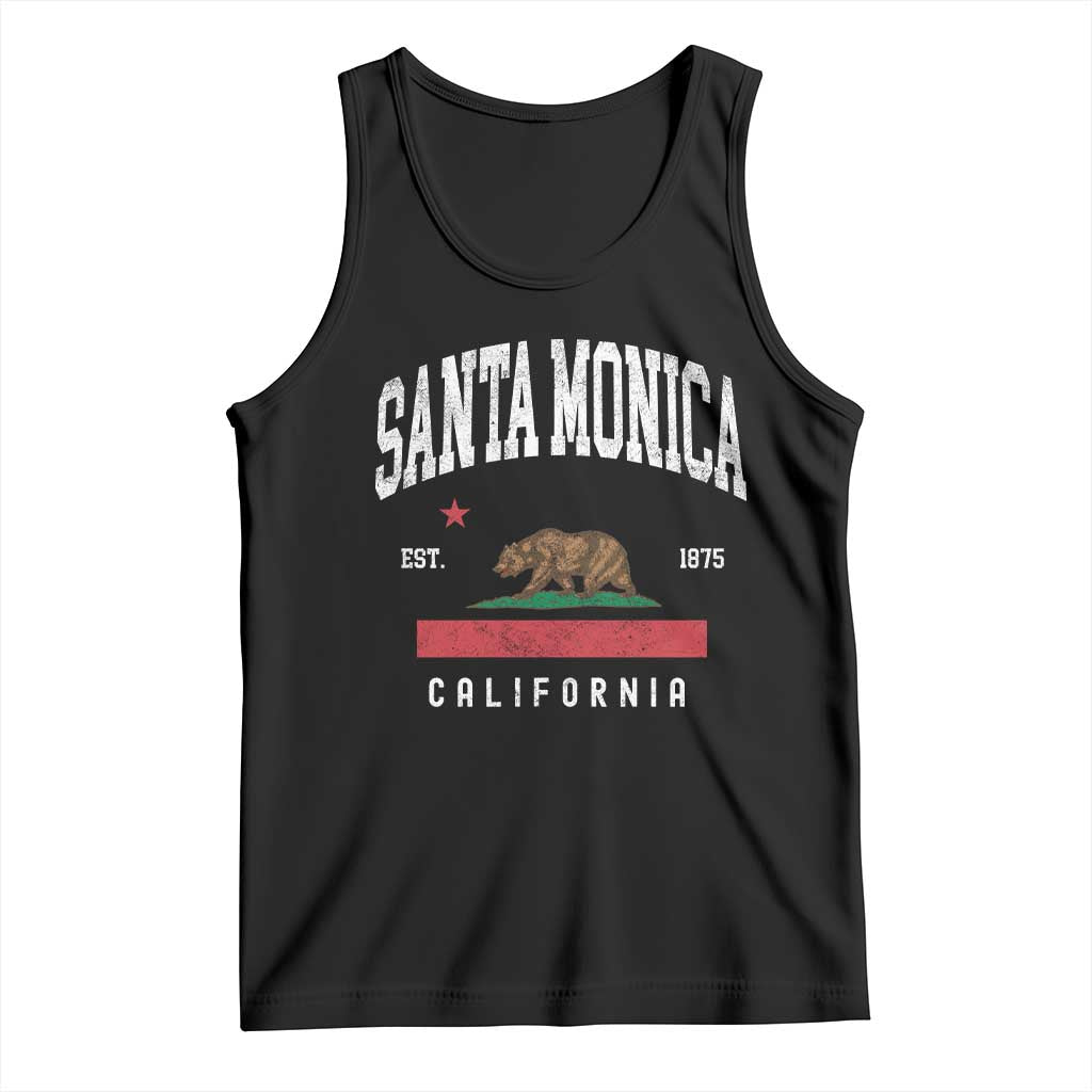 Santa Monica California Flag CA Vintage Established Sports Tank Top TS14 Black Print Your Wear
