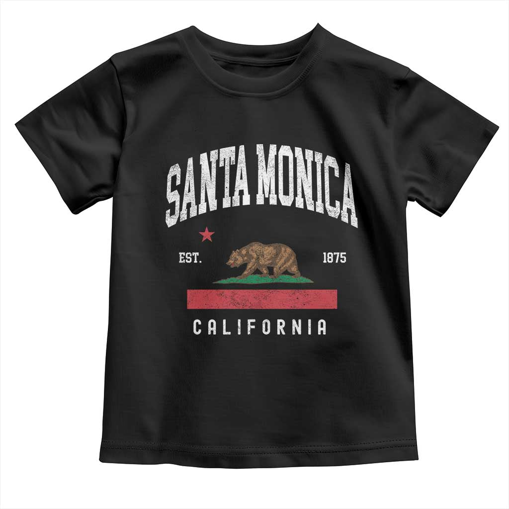 Santa Monica California Flag CA Vintage Established Sports Toddler T Shirt TS14 Black Print Your Wear