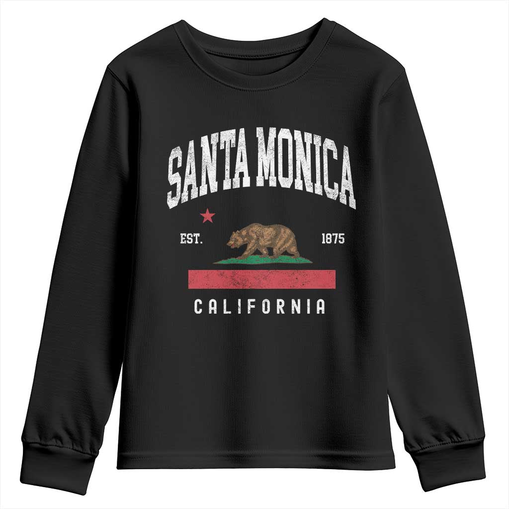 Santa Monica California Flag CA Vintage Established Sports Youth Sweatshirt TS14 Black Print Your Wear
