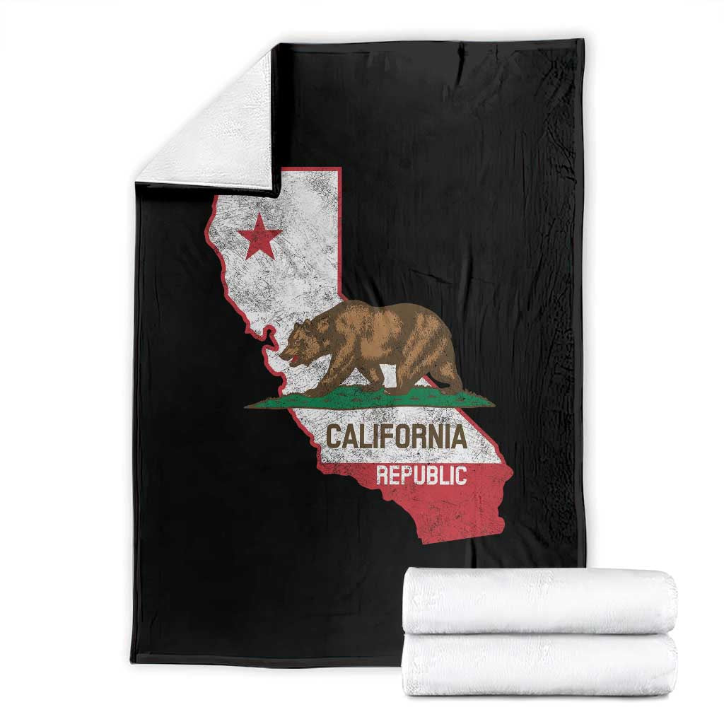 California Republic Cali Map Flag Distressed Style Throw Blanket TS14 Black Print Your Wear