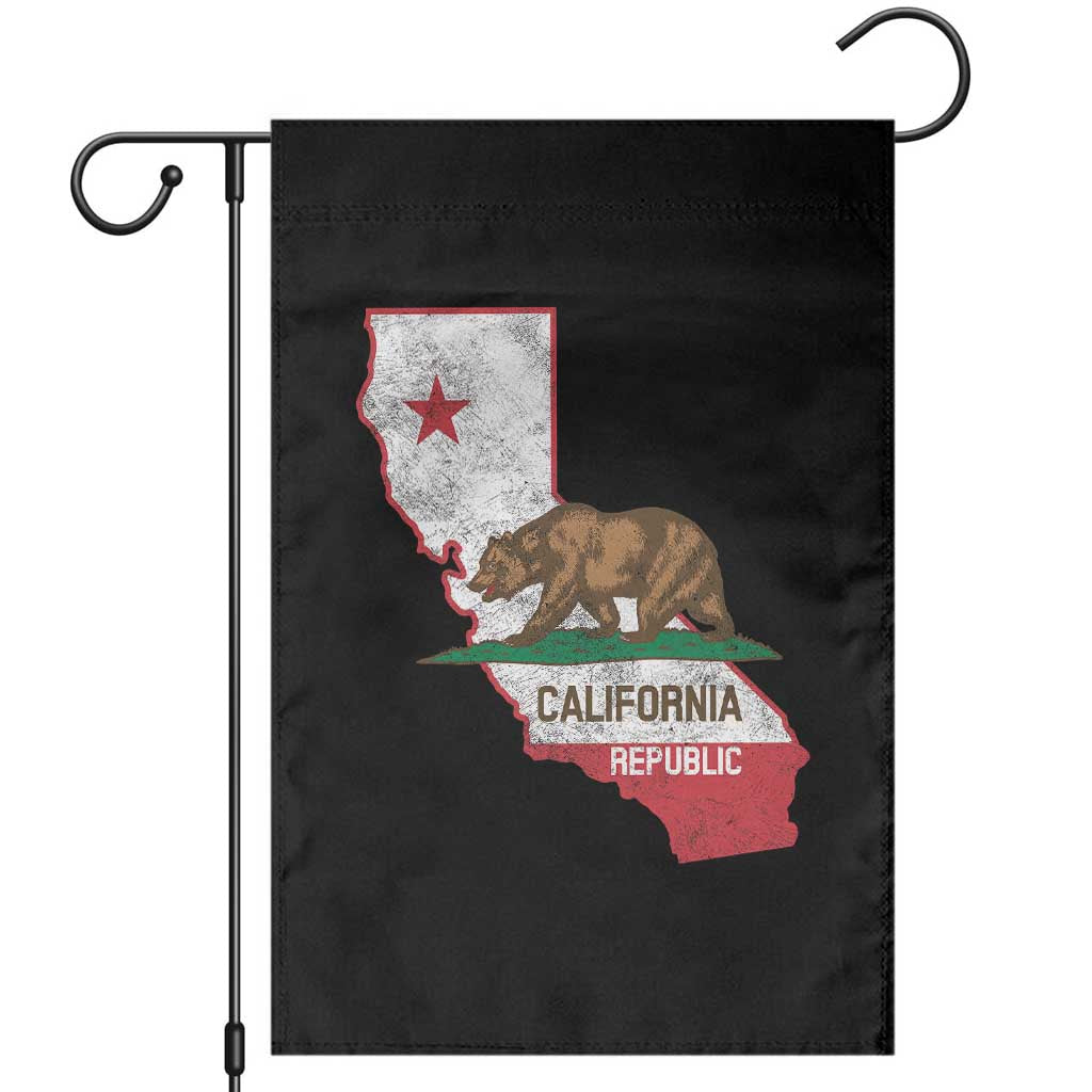 California Republic Cali Map Flag Distressed Style Garden Flag TS14 Black Print Your Wear