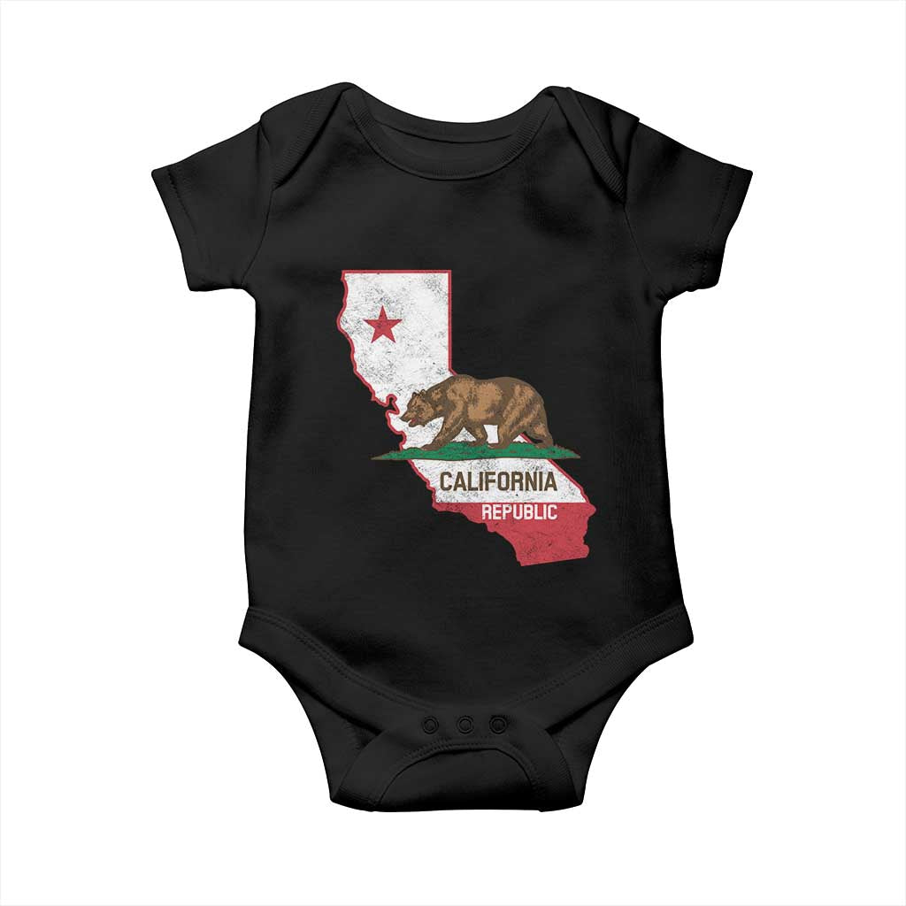 California Republic Cali Map Flag Distressed Style Baby Onesie TS14 Black Print Your Wear