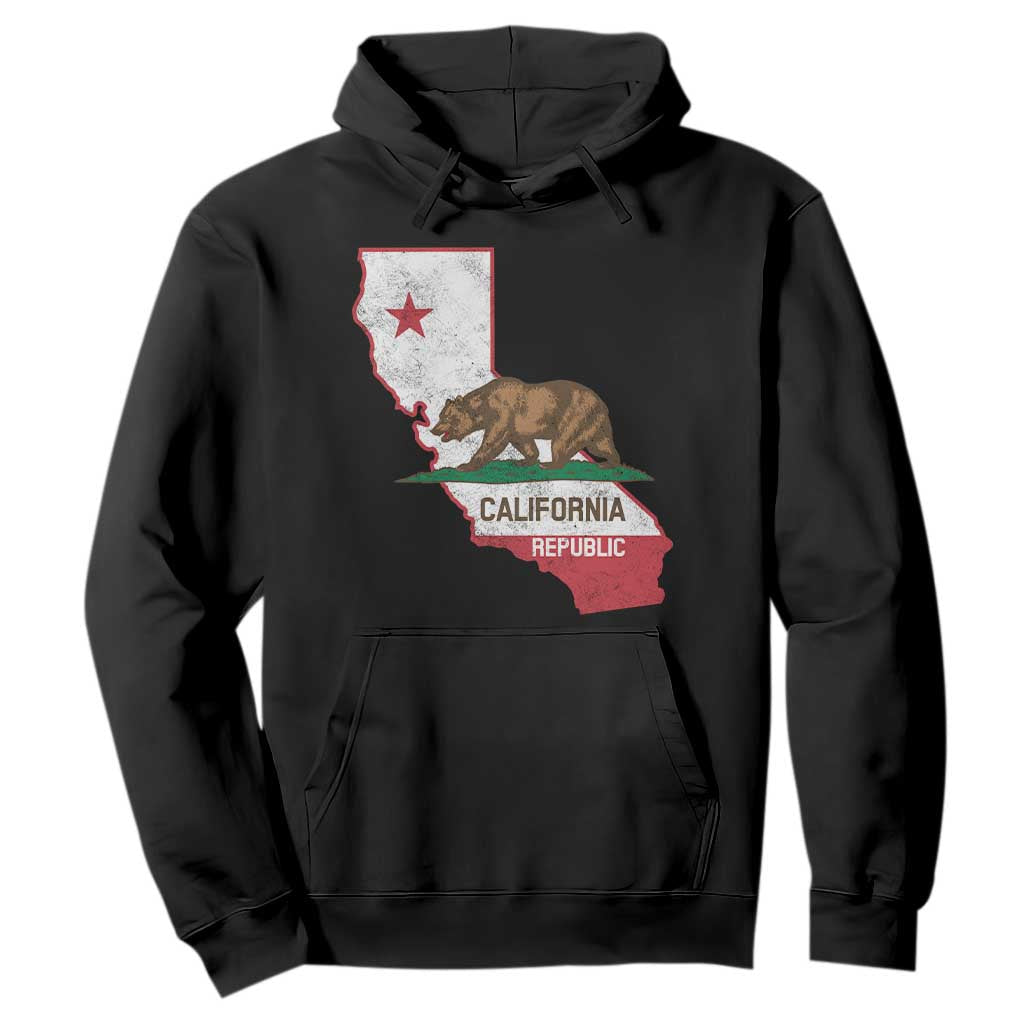 California Republic Cali Map Flag Distressed Style Hoodie TS14 Black Print Your Wear