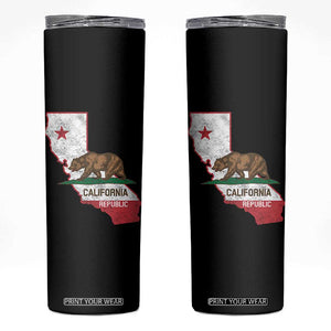 California Republic Cali Map Flag Distressed Style Skinny Tumbler TS14 Black Print Your Wear