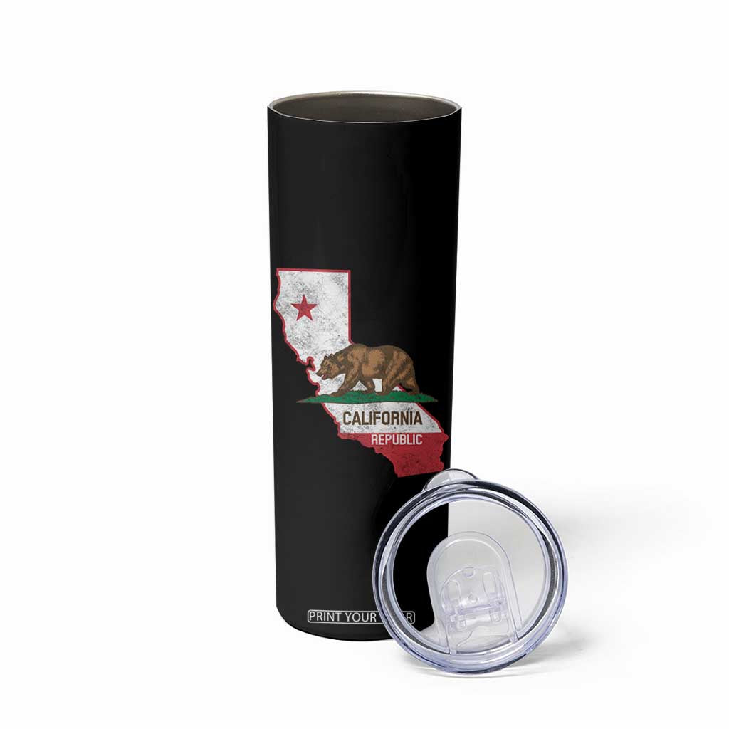 California Republic Cali Map Flag Distressed Style Skinny Tumbler TS14 Print Your Wear
