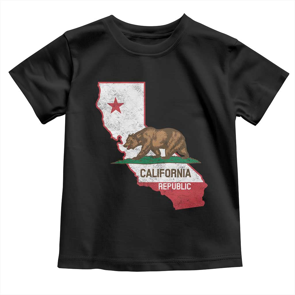 California Republic Cali Map Flag Distressed Style Toddler T Shirt TS14 Black Print Your Wear