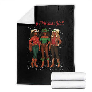 Black African American Cowgirl Christmas Throw Blanket Retro Western Howdy TS14 Black Print Your Wear