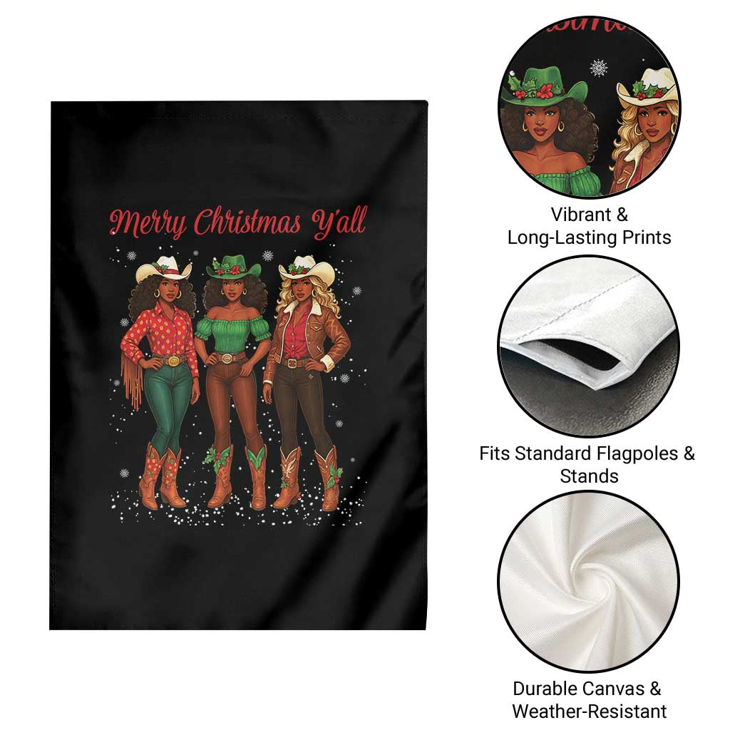 Black African American Cowgirl Christmas Garden Flag Retro Western Howdy TS14 Print Your Wear
